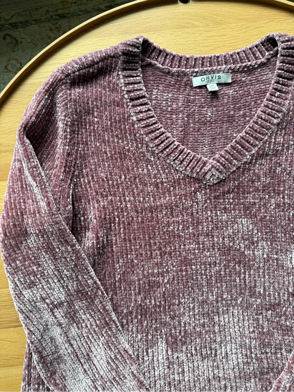 Orvis Women's Dusty Rose Chenille V-Neck Sweater